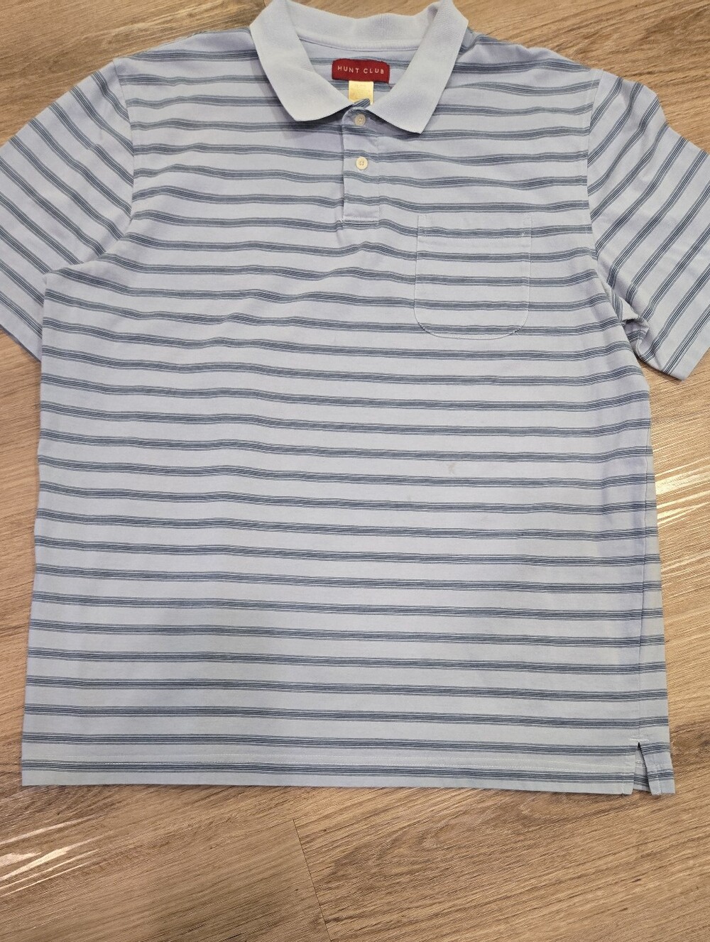Vintage Hunt Club Light Blue and Navy Striped Polo